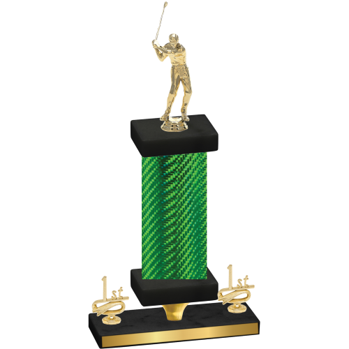 Premium Single Green Carbon Fiber First Place Golf Trophy