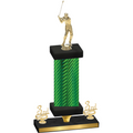Premium Single Green Carbon Fiber Third Place Golf Trophy