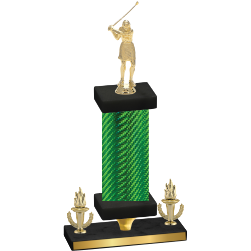 Premium Single Green Carbon Fiber Victory Golf Trophy