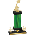 Premium Single Green Carbon Fiber Third Place Golf Trophy