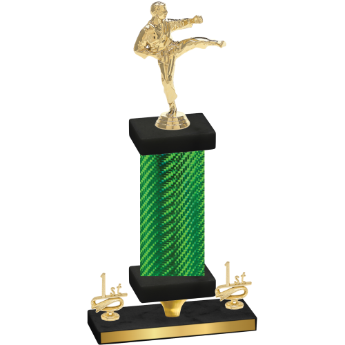 Premium Single Green Carbon Fiber First Place Karate Trophy