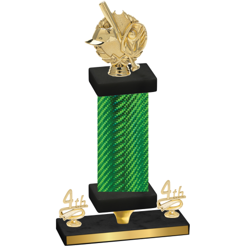 Premium Single Green Carbon Fiber Fourth Place Baseball Trophy