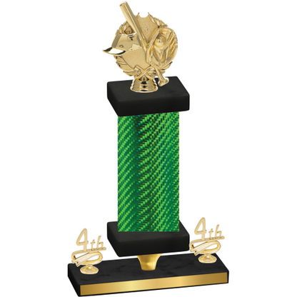 Premium Single Green Carbon Fiber Fourth Place Baseball Trophy