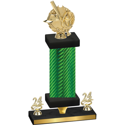 Premium Single Green Carbon Fiber Year Baseball Trophy