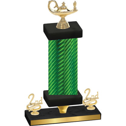 Premium Single Green Carbon Fiber Second Place Academics Trophy