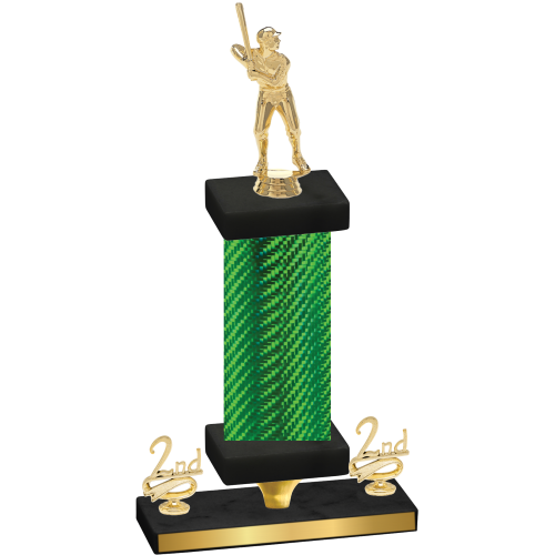 Premium Single Green Carbon Fiber Second Place Baseball Trophy