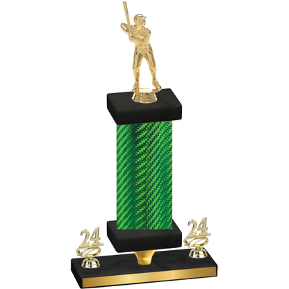 Premium Single Green Carbon Fiber Year Baseball Trophy