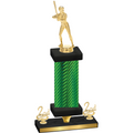 Premium Single Green Carbon Fiber Second Place Softball Trophy