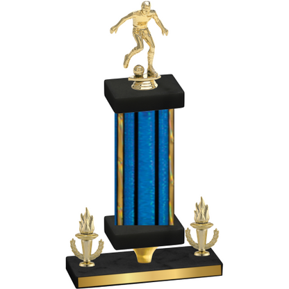 Premium Single Blue Glacier Victory Soccer Trophy