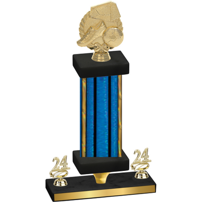 Premium Single Blue Glacier Year Soccer Trophy