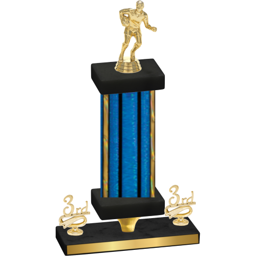 Premium Single Blue Glacier Third Place Rugby Trophy