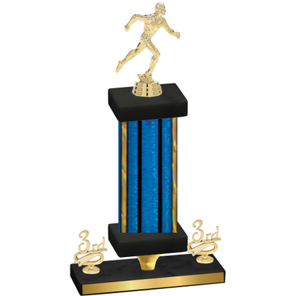 Premium Single Blue Glacier Third Place Running Trophy