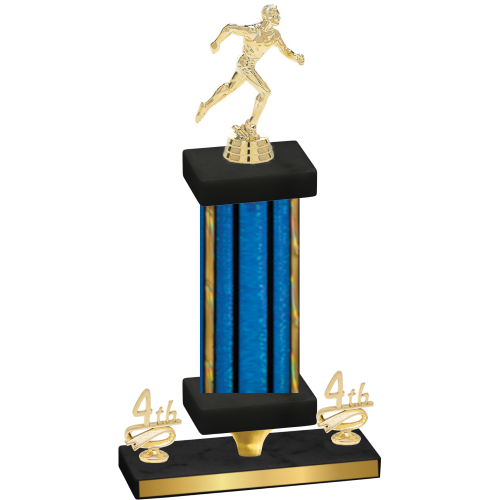 Premium Single Blue Glacier Fourth Place Running Trophy