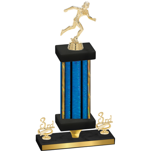 Premium Single Blue Glacier Third Place Running Trophy