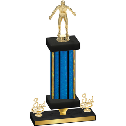 Premium Single Blue Glacier Third Place Wrestling Trophy