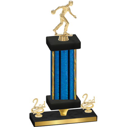 Premium Single Blue Glacier Second Place Bowling Trophy