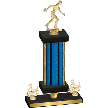 Premium Single Blue Glacier Third Place Bowling Trophy