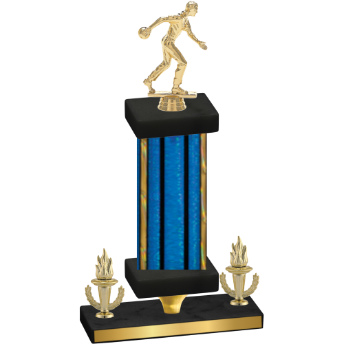 Premium Single Blue Glacier Victory Bowling Trophy