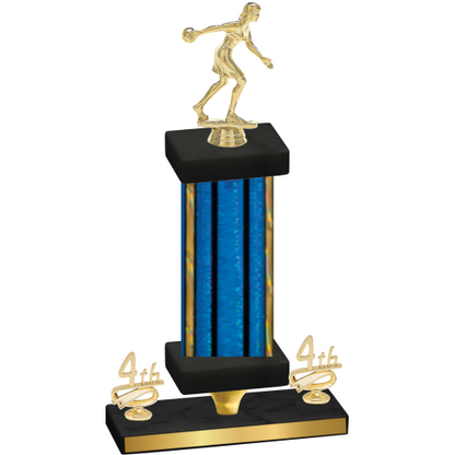 Premium Single Blue Glacier Fourth Place Bowling Trophy