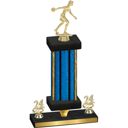 Premium Single Blue Glacier Year Bowling Trophy
