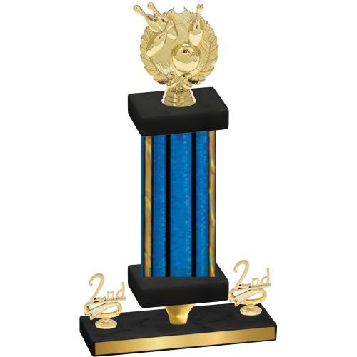 Premium Single Blue Glacier Second Place Bowling Trophy