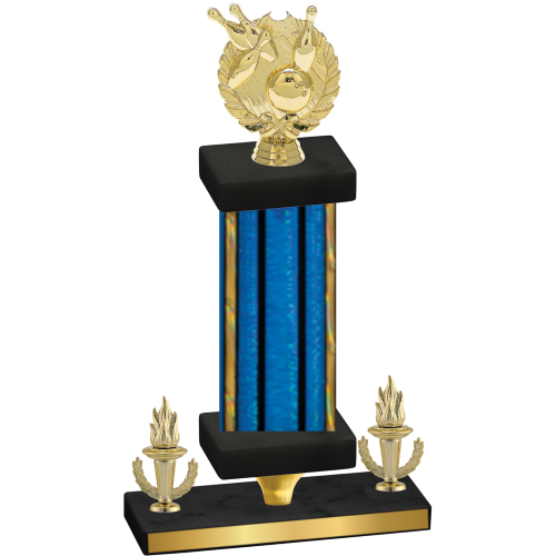Premium Single Blue Glacier Victory Bowling Trophy