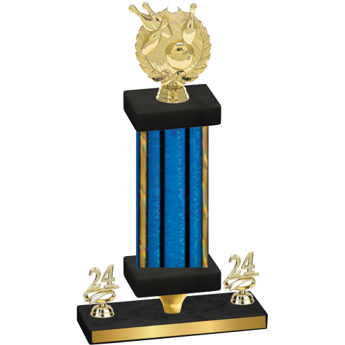 Premium Single Blue Glacier Year Bowling Trophy