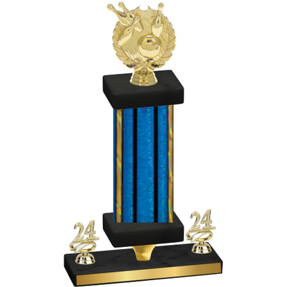 Premium Single Blue Glacier Year Bowling Trophy