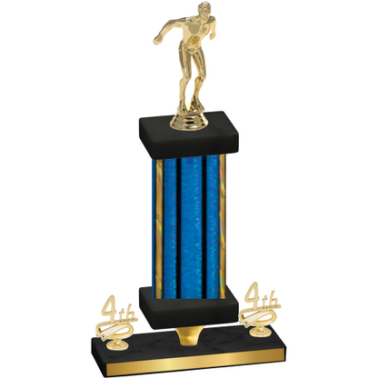 Premium Single Blue Glacier Fourth Place Swimming Trophy