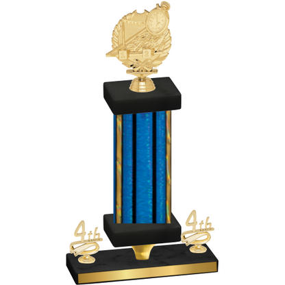 Premium Single Blue Glacier Fourth Place Swimming Trophy