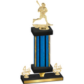 Premium Single Blue Glacier Fourth Place Lacrosse Trophy