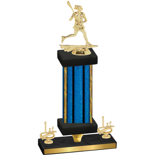 Premium Single Blue Glacier First Place Lacrosse Trophy