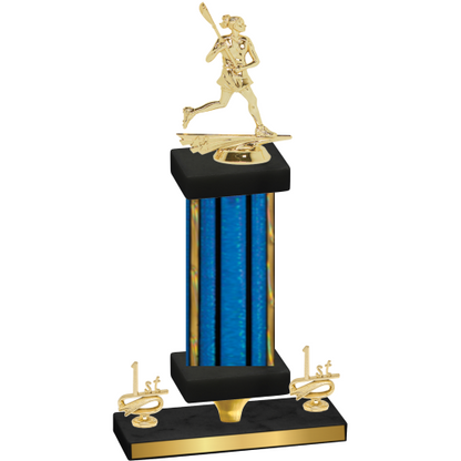 Premium Single Blue Glacier First Place Lacrosse Trophy