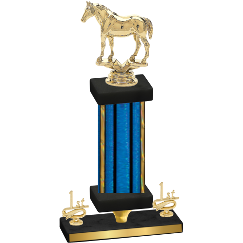 Premium Single Blue Glacier First Place Horses Trophy