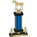 Premium Single Blue Glacier Victory Horses Trophy