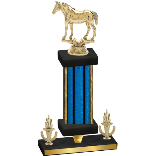 Premium Single Blue Glacier Victory Horses Trophy