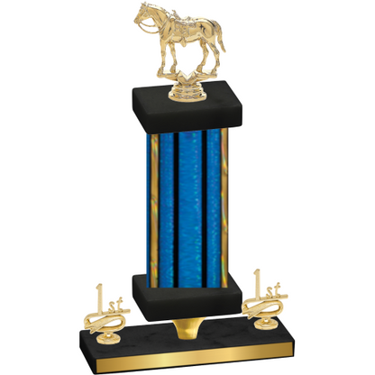 Premium Single Blue Glacier First Place Horses Trophy