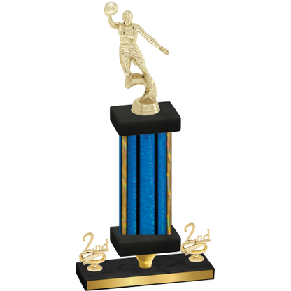 Premium Single Blue Glacier Second Place Basketball Trophy