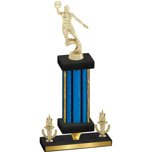 Premium Single Blue Glacier Victory Basketball Trophy