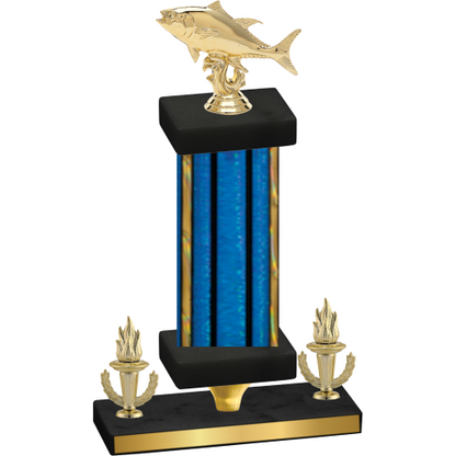 Premium Single Blue Glacier Victory Fishing Trophy