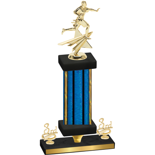 Premium Single Blue Glacier Third Place Flag Football Trophy
