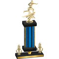 Premium Single Blue Glacier Victory Flag Football Trophy
