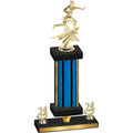 Premium Single Blue Glacier Year Flag Football Trophy