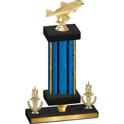 Premium Single Blue Glacier Victory Fishing Trophy
