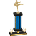 Premium Single Blue Glacier Fourth Place Karate Trophy