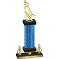 Premium Single Blue Carbon Fiber Victory Football Trophy