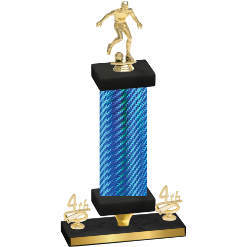 Premium Single Blue Carbon Fiber Fourth Place Soccer Trophy