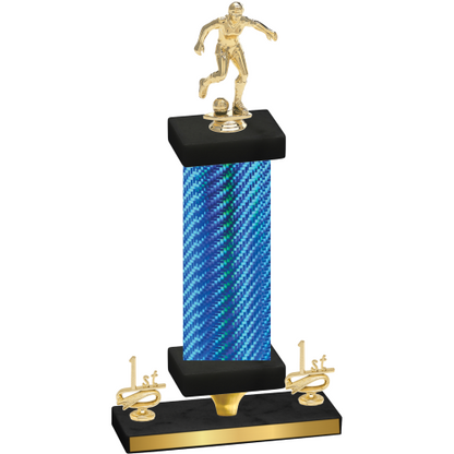 Premium Single Blue Carbon Fiber First Place Soccer Trophy