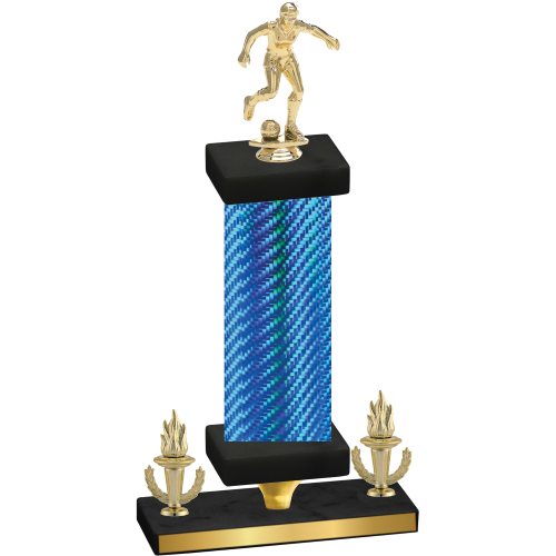 Premium Single Blue Carbon Fiber Victory Soccer Trophy