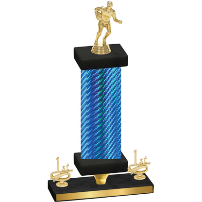Premium Single Blue Carbon Fiber First Place Rugby Trophy